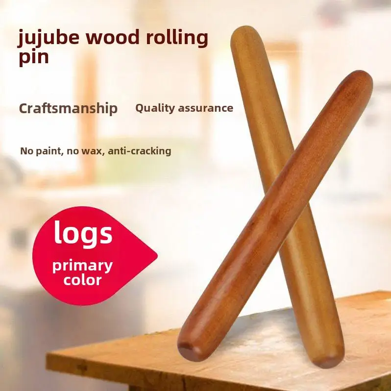 Large Home Use Real Wood Date Plum Wood Rolling Pin Dumpling Skin Rolling Tool Baking Tool Dough Stick Pattern
