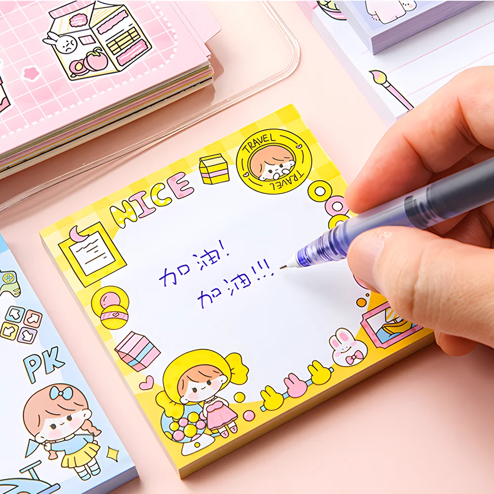 Coreano Cute Girls Sticky Notes Funny Kawaii Memo Pad Post blocco note cancelleria estetica indice Tabs Planner Agenda Checklist To Do