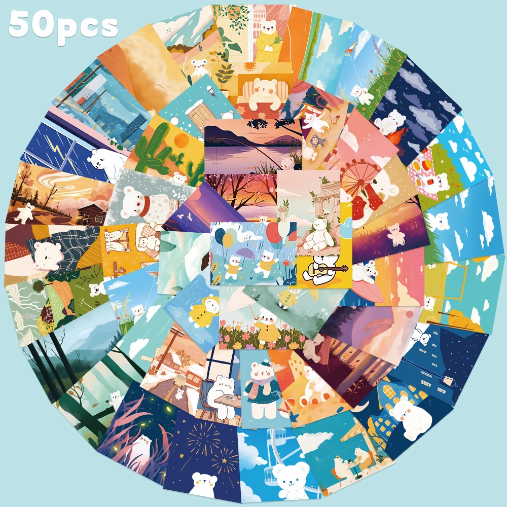 50 stücke Nette Illustration Aufkleber Ästhetische Cartoon Aufkleber Für Laptop Gepäck Sammelalbum Schreibwaren Umschlag Label DIY Aufkleber Geschenk