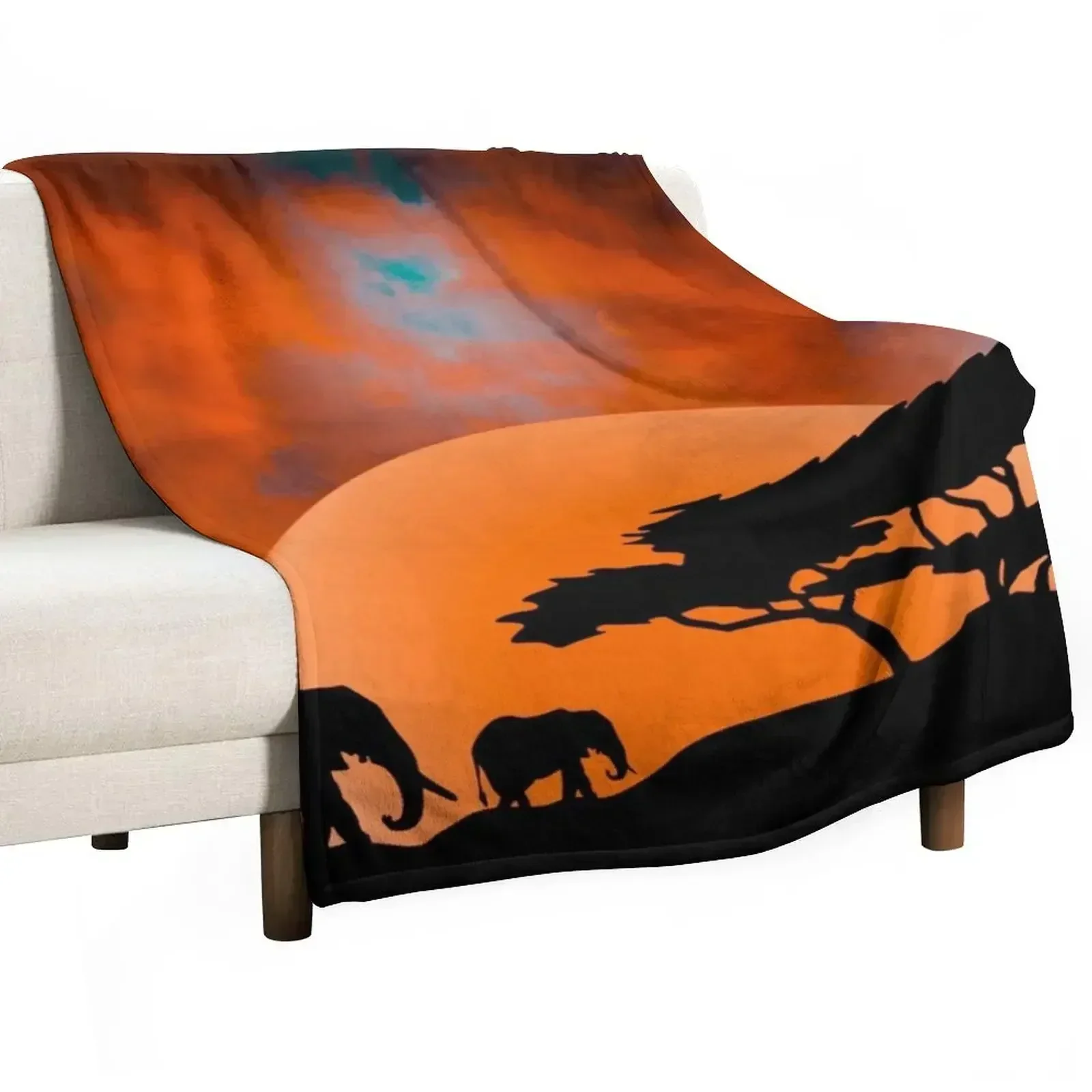 Elephants in the savannah Throw Blanket Blankets Sofas Of Decoration Tourist Blankets