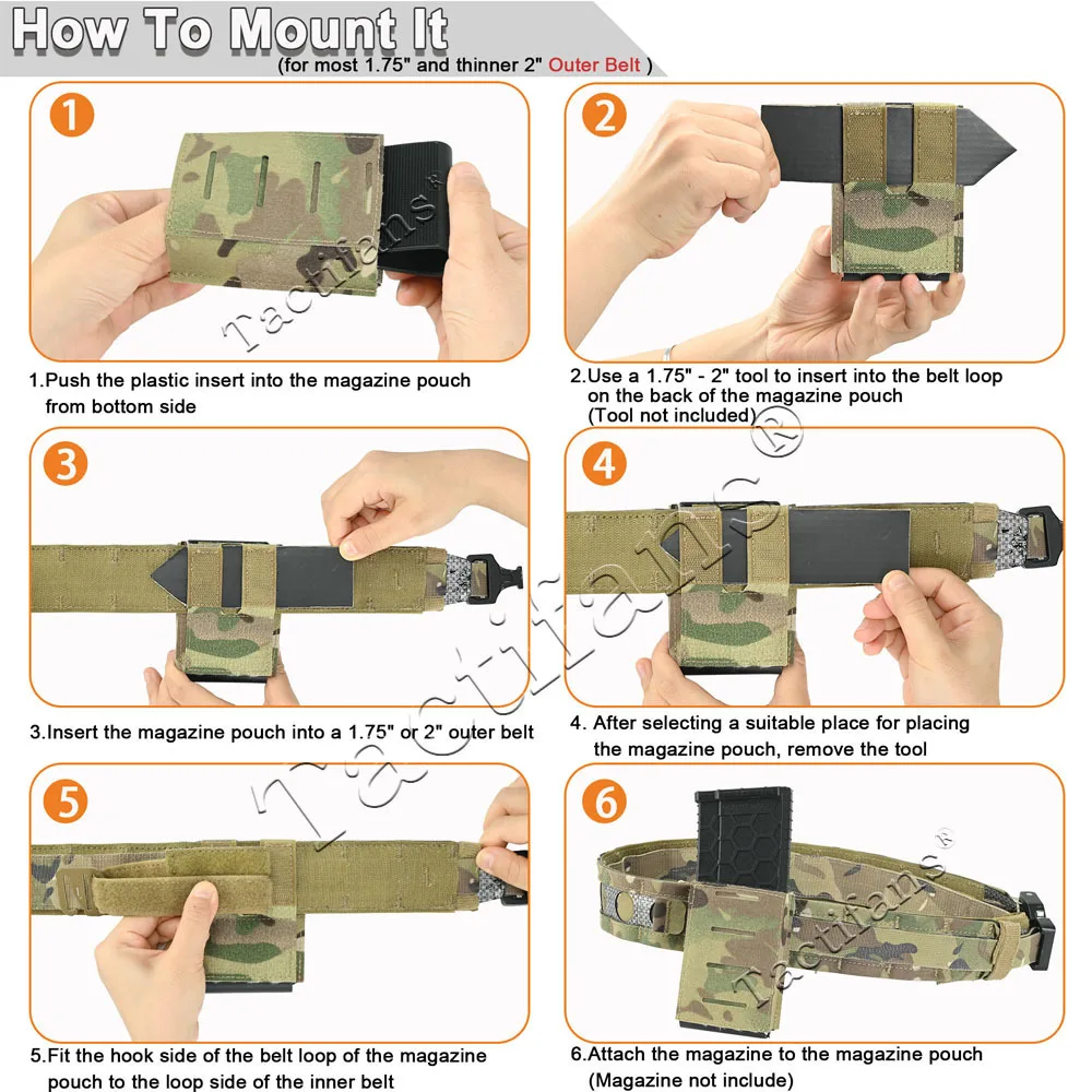 Single Mag Pouch 5.56 Magazine Pouch Belt Loops Molle Quick Release Magazine Pouch Wedge Insert for Tactical Belt