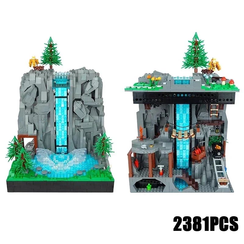 Natural Landscape Model Moc Building Bricks Working Waterfall Technology Modular Blocks Gifts Christmas Toys DIY Sets Assembly