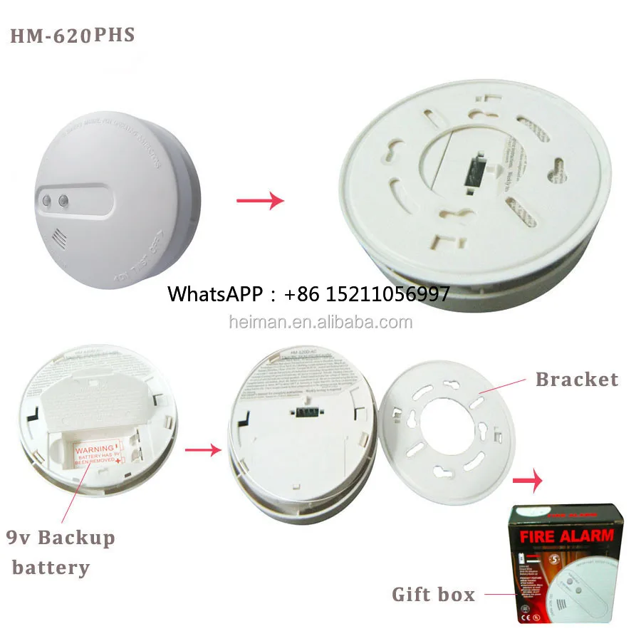 

Interconnect,Test and Hush Button Silence Function Smoke Detector,Wireless