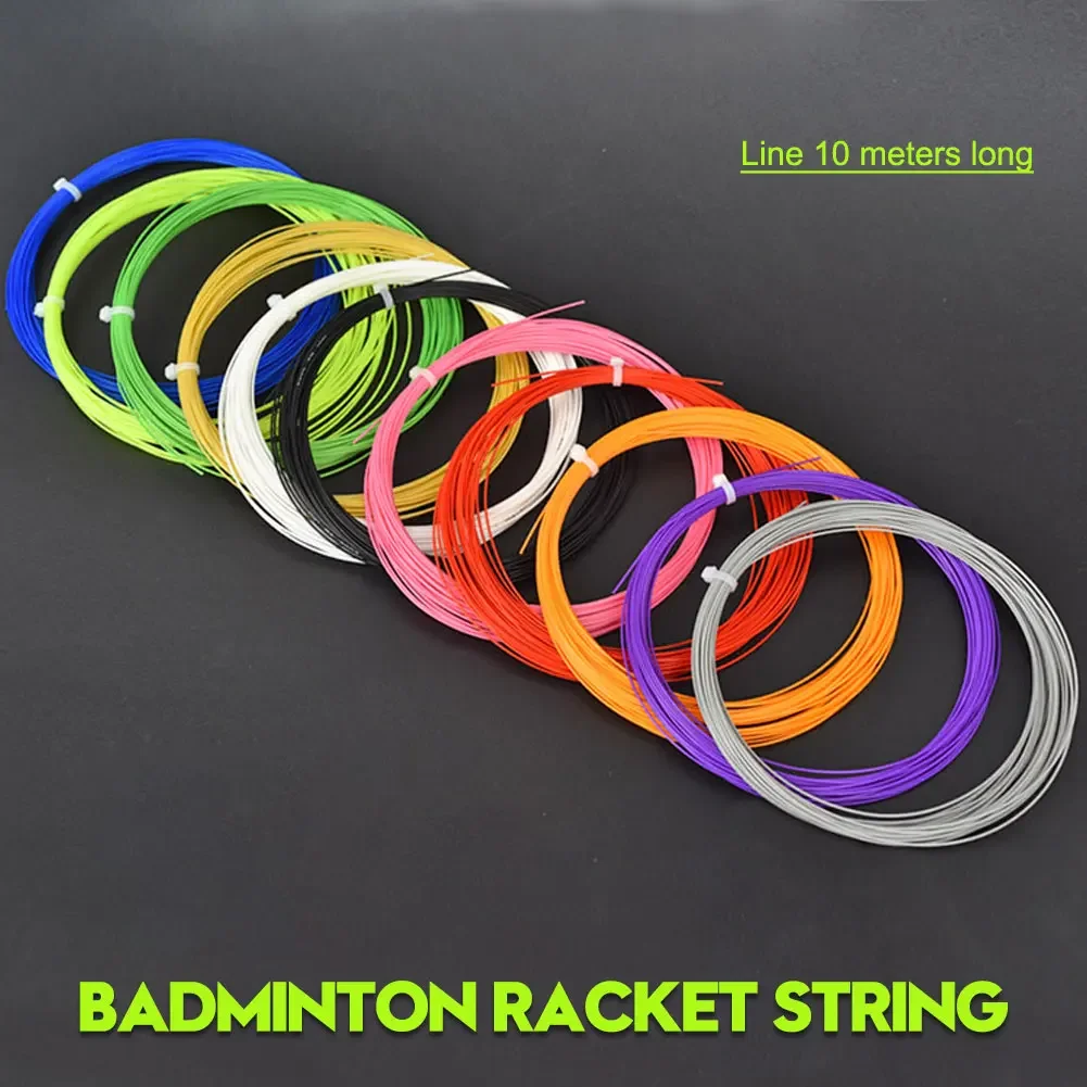 Cuerda de Bádminton de alta elasticidad, resistente al desgaste, línea de repuesto para raqueta de bádminton, 18 lbs-26lbs, 0,73 MM x 10M