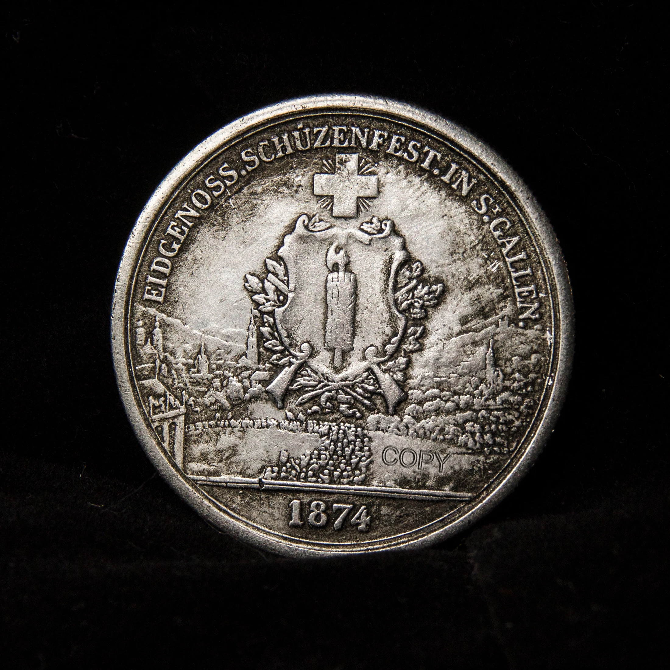 1874 Switzerland St. Gallen Shooting Festival 5 Francs Challenge Coin, Commemorative Gift, Art Collection, Festival Gift