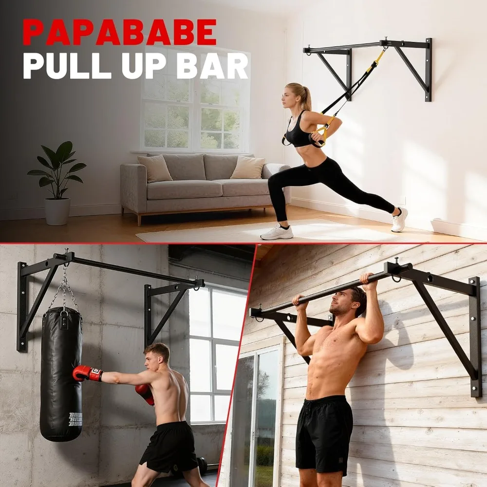 Wall Mounted Pull Up Bar, Chin Up Bar for Strength Training Home Gym view 6