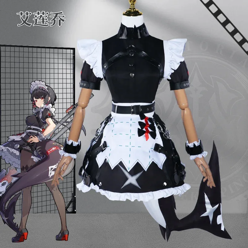 2025 Zenless Zone Zero Adereços ZZZ Cosplay Traje Vestido Peruca de Cauda Conjunto Completo Ellen Joe
