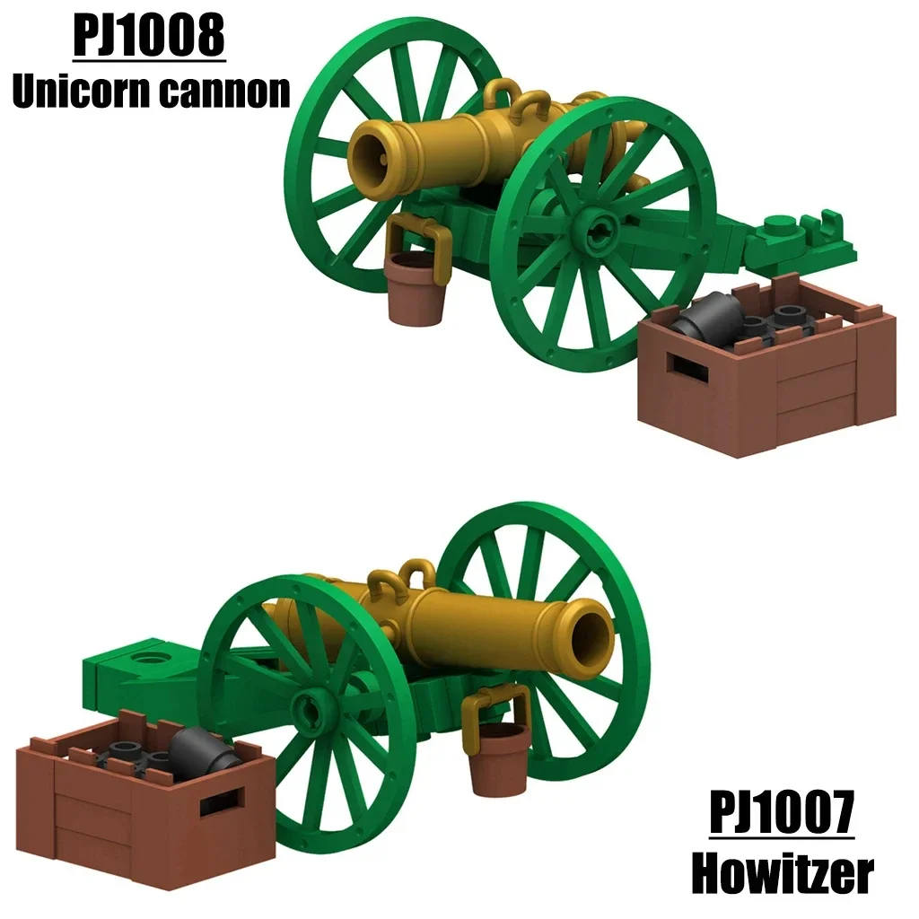 MOC WW2 Napoleonic Wars Field Gun Unicorn Two-Wheel Cannon Shell Models Kids Blocks Toys Gift For Boys Girls 2023 New Juguetes