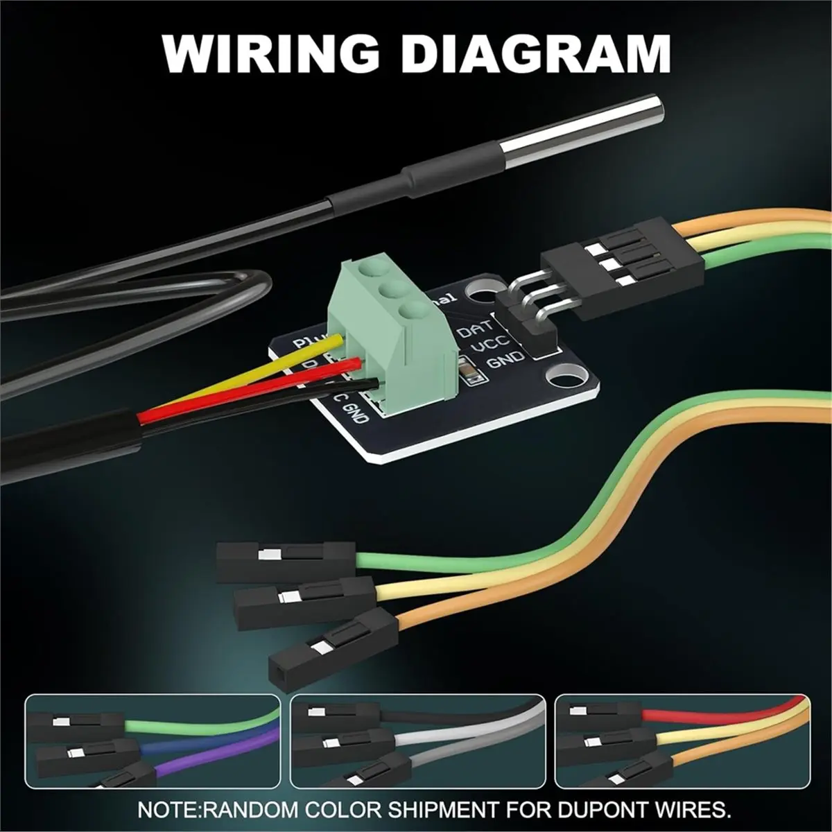 Budget-Friendly-3Pack Waterproof Temperature Sensor Probes,Female to Female Jumper Wires and 4.7K Ohm Resistors for Raspberry B