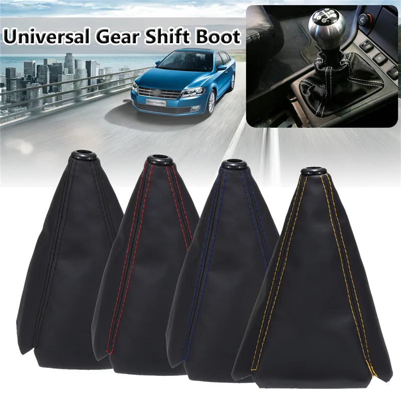 

Universal 16mm PU Leather Carbon Fiber Car Gear Shift Knob Boot Cover Gaiter for Manual Stick Shifter - Auto Accessory