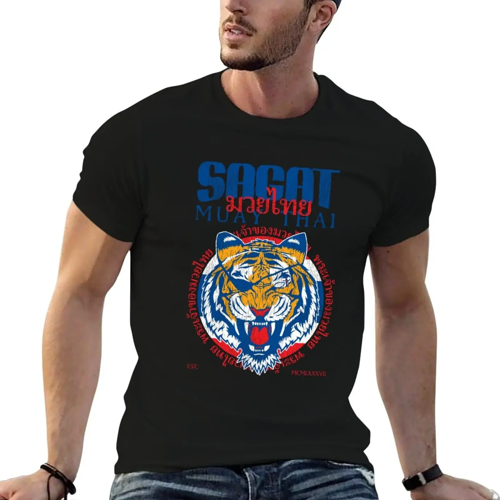 

Sagat God of Muay Thai Gym Tiger T-Shirt graphic t shirts baggy shirts man t shirt animal prinfor boys Men's t-shirt