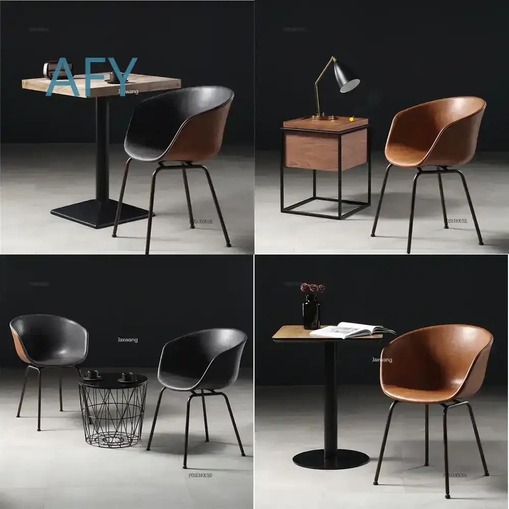 Nordic Dining Chairs for Modern Home Kitchen Furniture Luxury Leather Dining Chair Minimalist Backrest Desk Chair Industrial