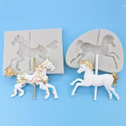 New Carousel Silicone Horse Mold For DIY Pastry Cake Fondant Moulds Chocolate Lace Decoration Kitchen Baking Tool