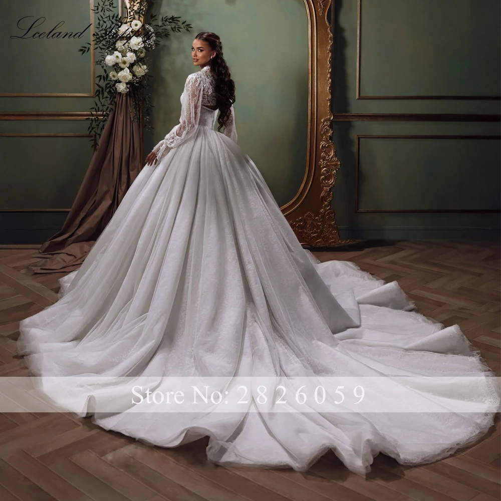 Lceland Poppy Customized Ball Gown Tulle Wedding Dresses Strapless Princess Beaded Lace Bridal Gowns with Lace Jacket