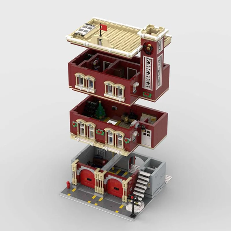 2886 قطعة MOC وحدات محطة إطفاء الشتاء وحدات نموذج اللبنات العمارة تجميع اللعب لتقوم بها بنفسك هدية الكريسماس الطوب الاطفال