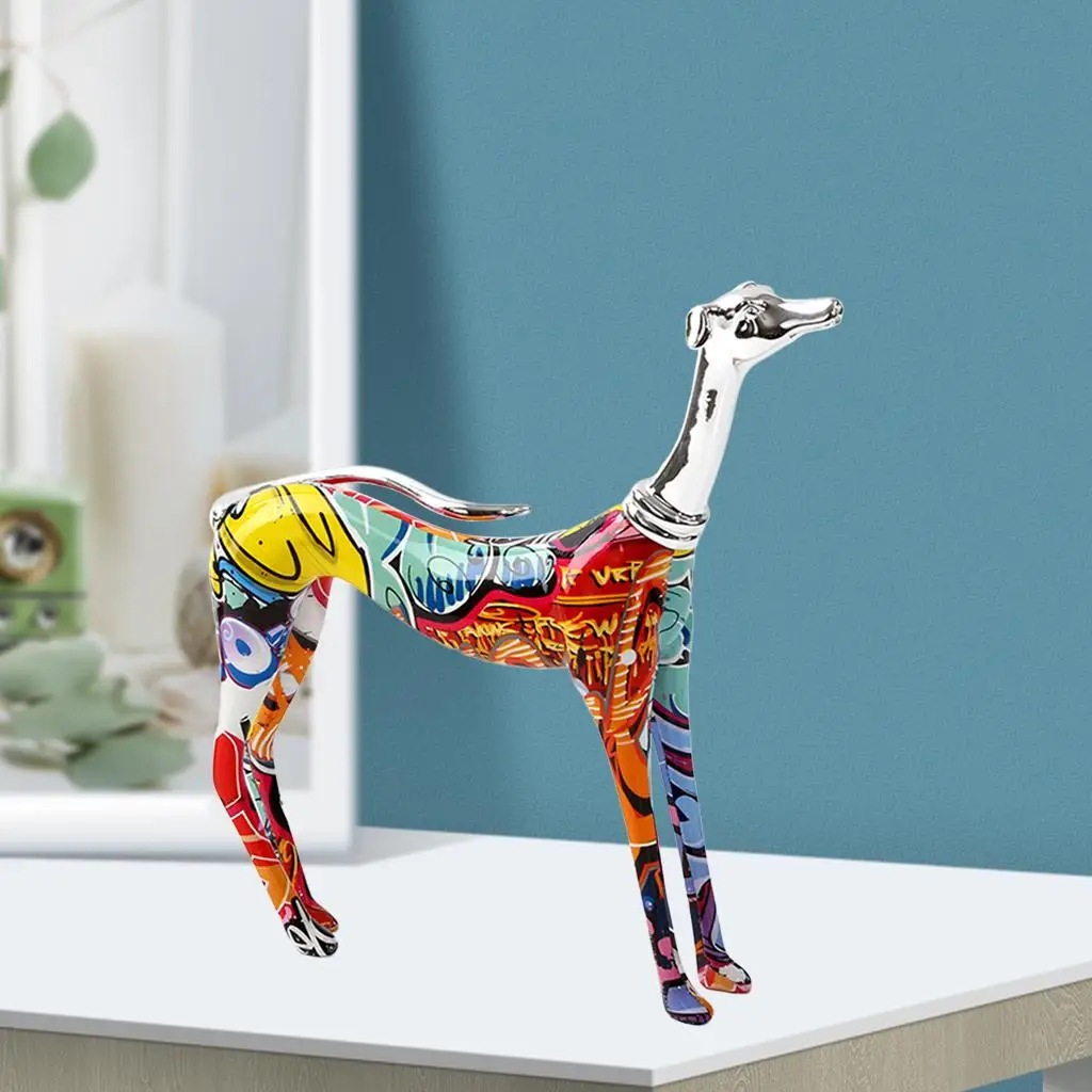 Doberman Dog Figurine Statue Resin Art Craft Colorful Painted Sculpture Tabletop Desktop Decoration Modern Home Office Ornament