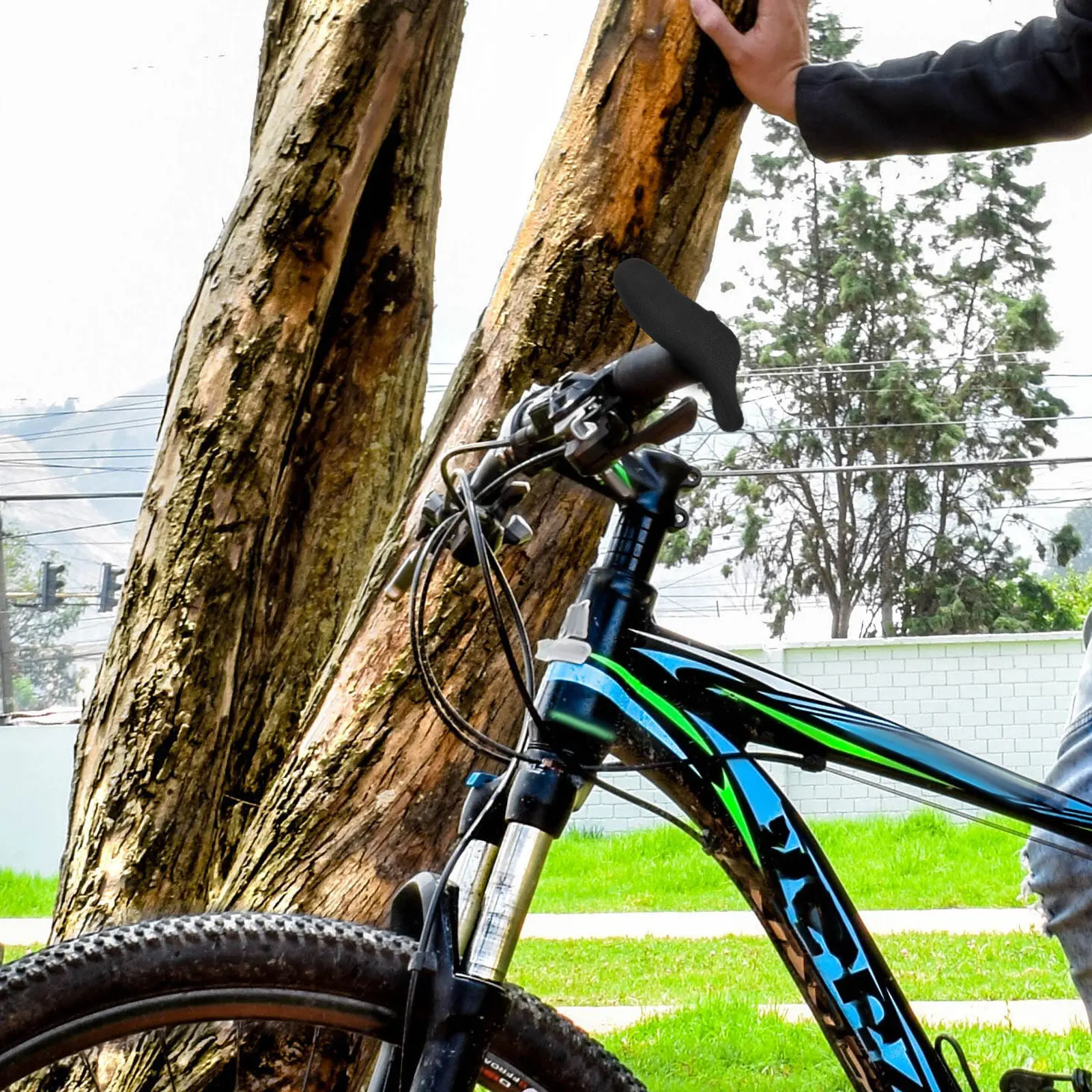 

1Pair Bike Handlebar Ends Mountain Bike Grips Rubber Material Comfortable Grip Enhanced Hand Surface Area Shockproof Wrist