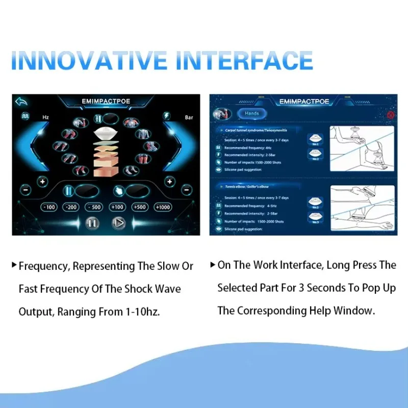 Shock Wave Device L Model-Portable Class I Medical Device 7 Tips Smart Screen Low Noise for Sports Injury Pain
