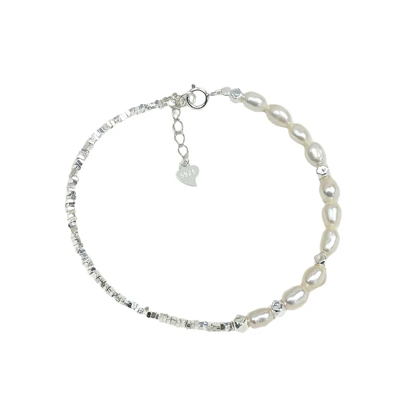 

S925 Sterling Silver Bracelet Women's Freshwater Pearl Beads Popular Fashion Jewelry Couple Gift