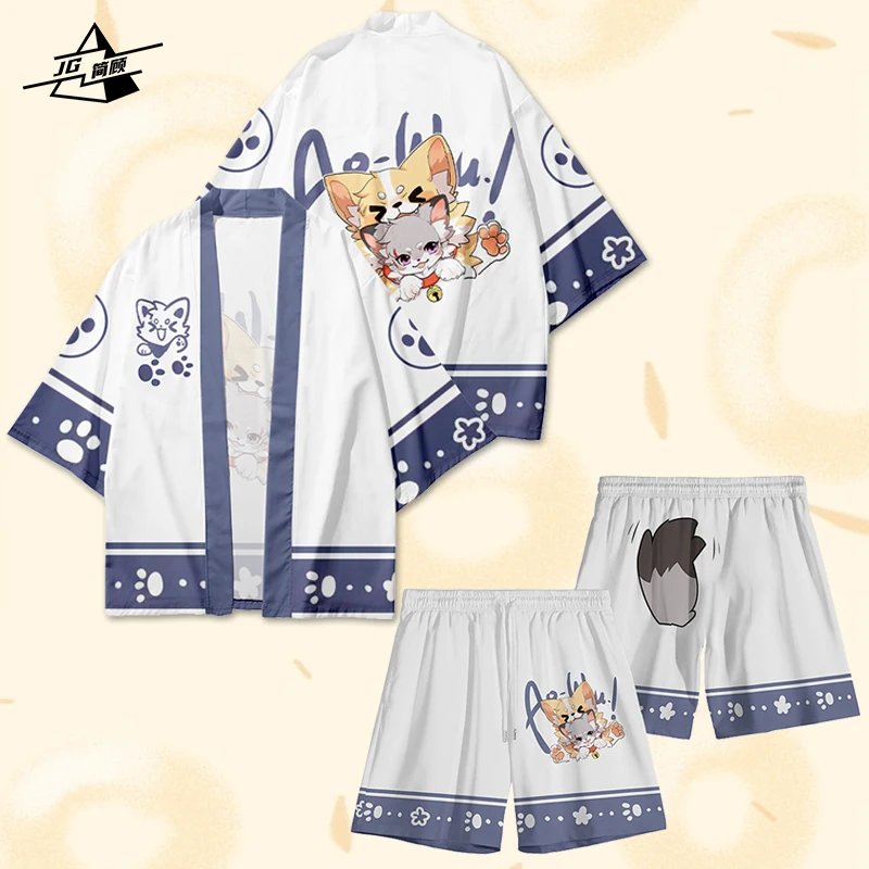 

Furry Shinto Costume Kimono Jacket Anime Autumn Dog Bathrobe Set Japanese Style Outerwear Shirt for Men And Women