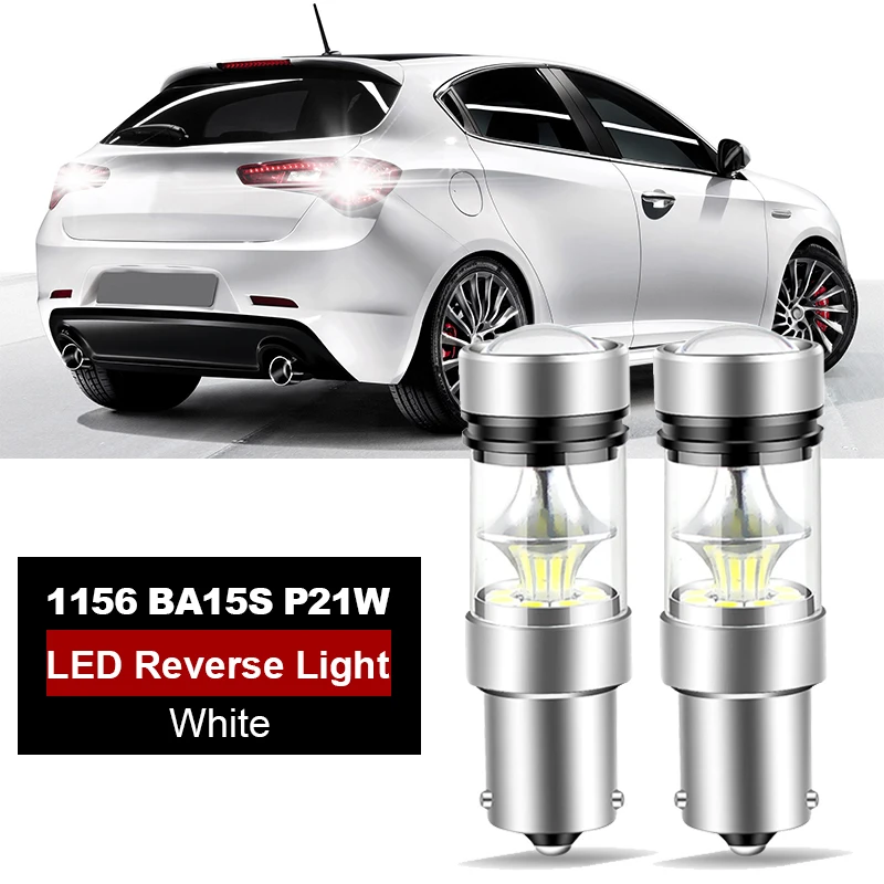 2PCS 1156 For Alfa Romeo Giulietta 147 156 159 166 Brera Mito Spider GTV Car LED Reverse Light Bulbs P21W BA15S Backup Lamp 12V