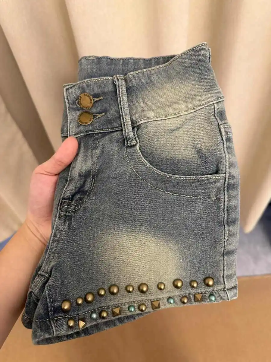 

Женские синие мини-джинсовые шорты с низкой талией, уличная одежда, ковбойские шорты 2000-х годов, винтажные короткие джинсы Y2k, брюки, Harajuku, эмо, летняя одежда