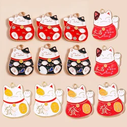 10pcs Lovely Chinese Lucky Cat Charms for Jewelry Making Handmade DIY Cute Animal Charms Pendants Necklaces Earrings Accessories