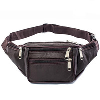 Leather/Nylon Men Waist Chest Bag Thin Outdoor Sports Tactical Pauch Small Running Fanny Pack Crossbody Chest Money Belt Bags