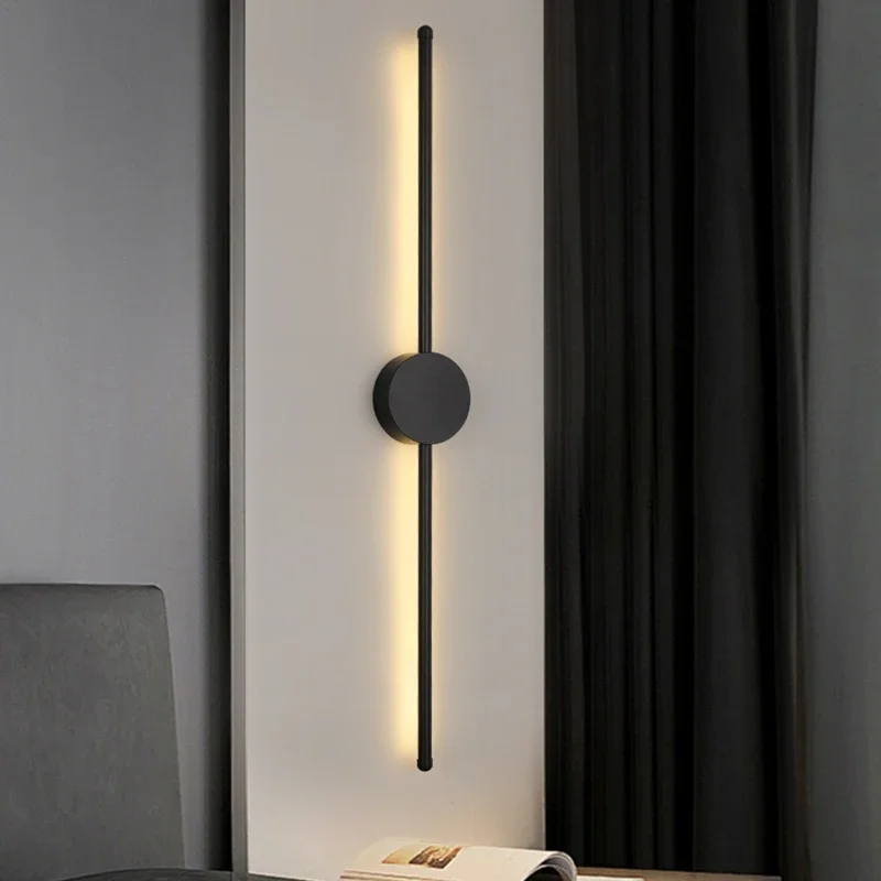 Wall Light Modern Long LED Light Black I-Shaped Wall Lamp Bedroom Living Room Corridor Interior Lights Home Decor Lighting