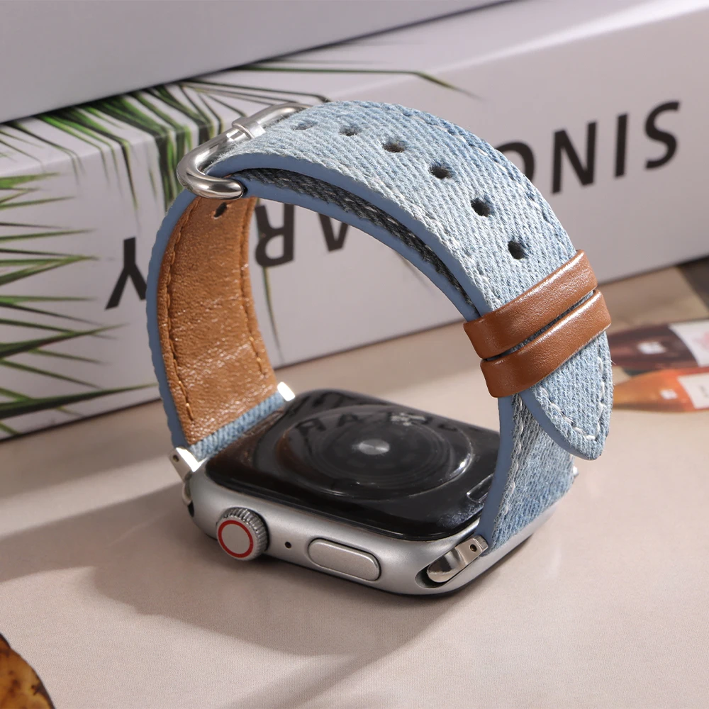 New Design Waterproof Sailcloth Denim Pattern Watch Strap Two-Sided Nylon 22mm Watchband Sport Wristband Belt Accessories