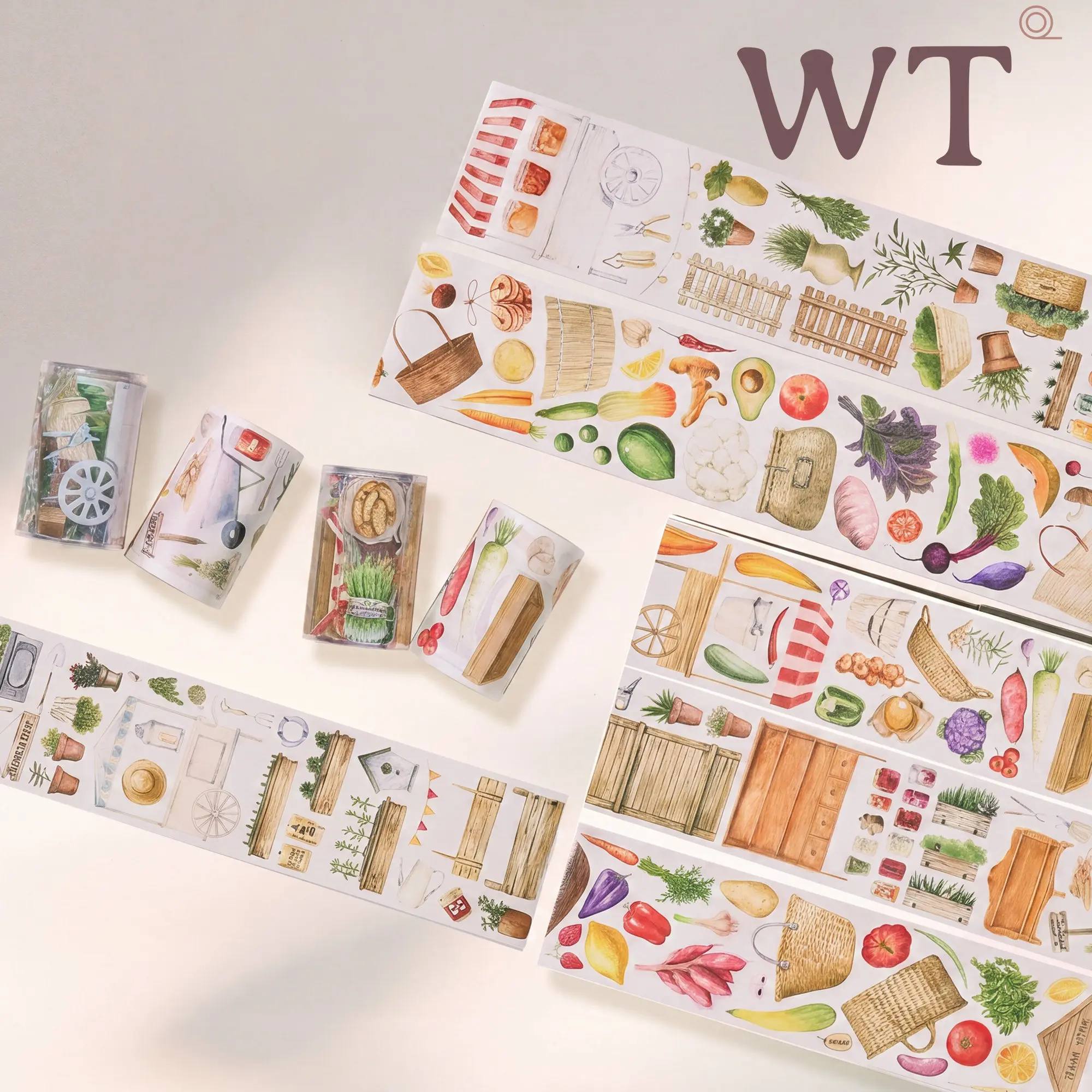 WT Studio Vintage Harvest Seasons Vegetable Washi Paper Tape for Plan Card Making DIY Scrapbooking Plan Decorative Sticker