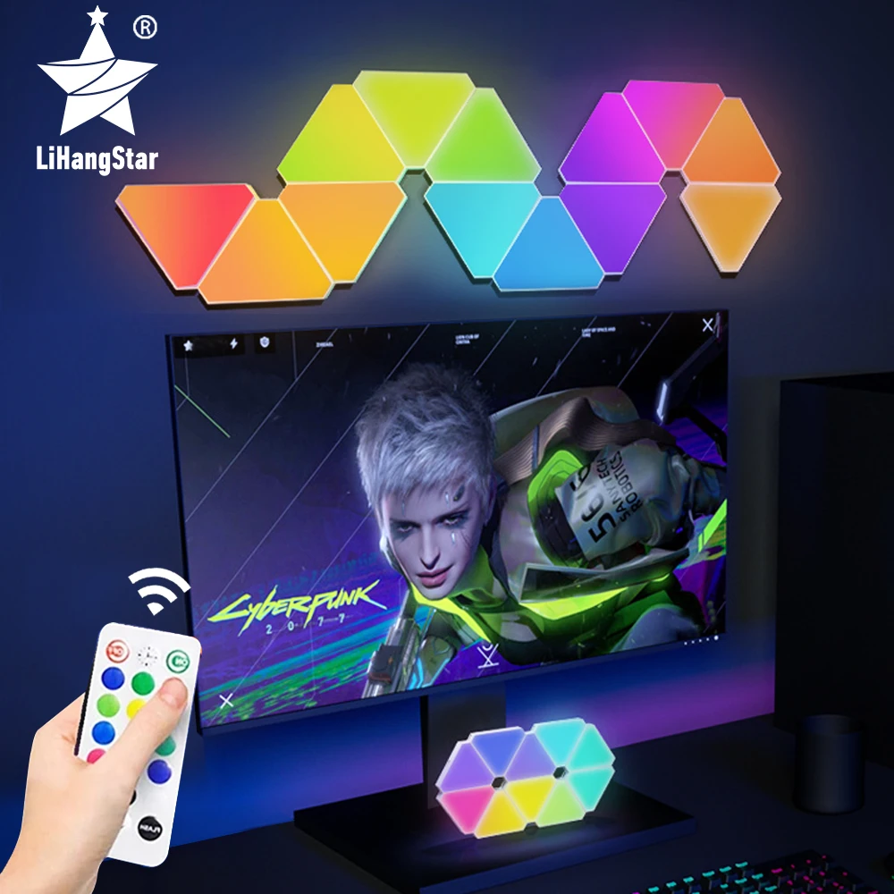 

LED Triangle Wall Light USB Touch Night Light RGB Ambient Light Remote Control Indoor Game Room Bedroom Bedside Decorative Light