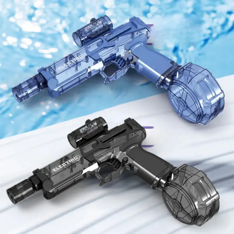 Summer Fully Automatic Electric Water Gun with Light Rechargeable Continuous Firing Party Game Kids Space Splashing Toy Boy Gift