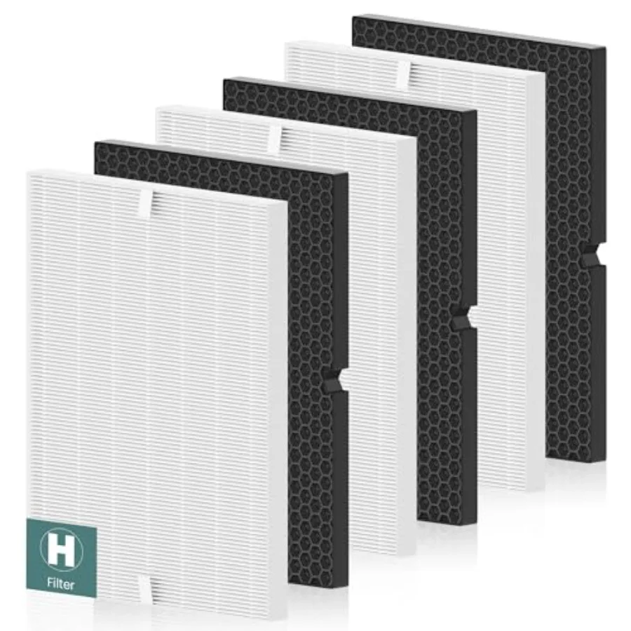 

11130 Replacement Filter H for Winix 5500- AM80 Plasmawave Air Purifier, Includes 3 Pack Filter H and 3 Pack Activated Carbon F