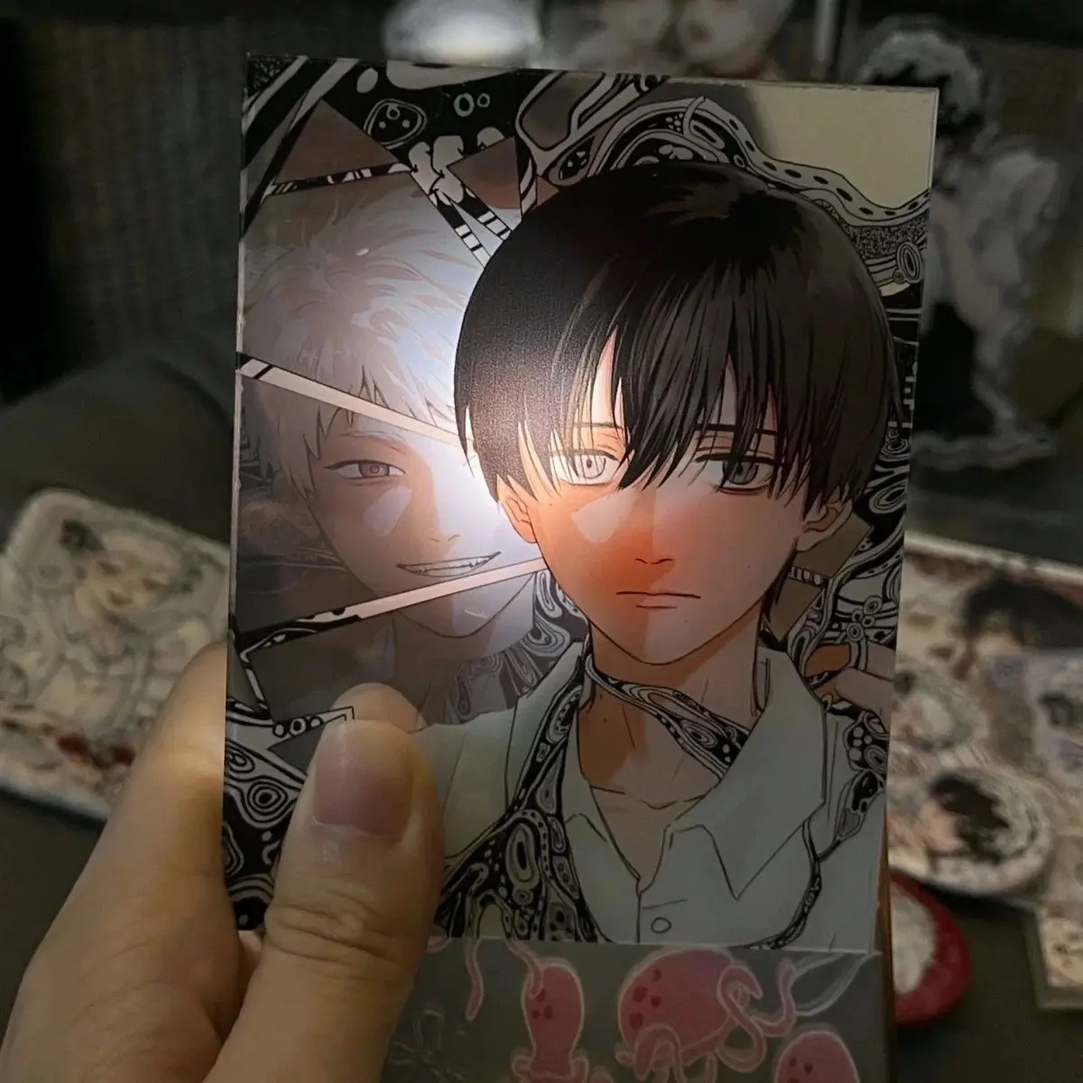 Clear Acrylic Card Anime Boy Two Characters Backlit Art Panel Transparent Collectible Keepsake Photo Prop Display 1pc