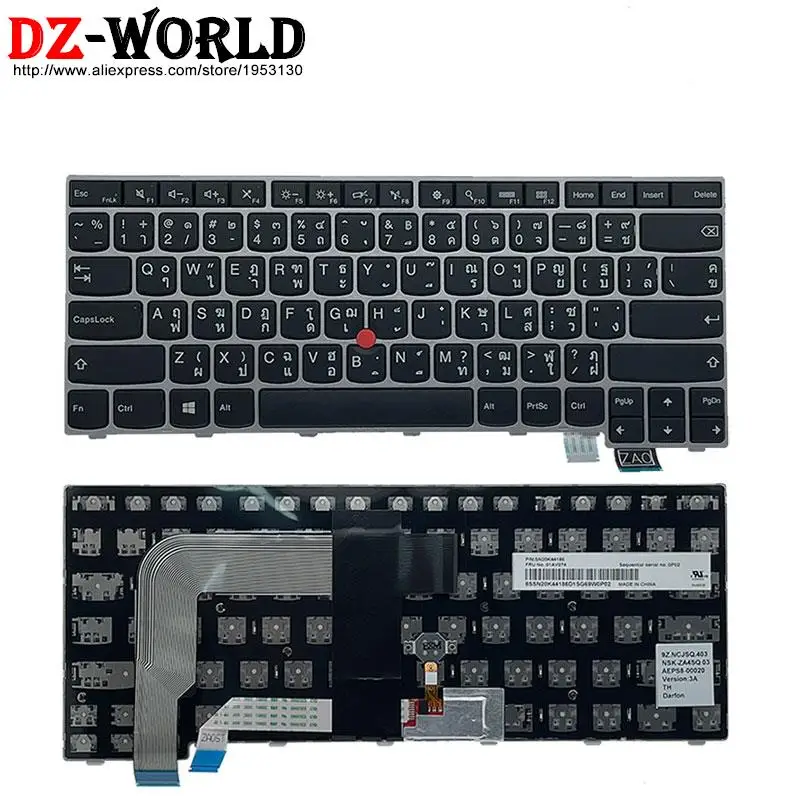 US HB IL TW KR TH Silver Keyboard for Lenovo Thinkpad T460s T470s S2 1st 2nd 13 Gen 1 2 Laptop 01AV000 01AV014 Hebrew Original