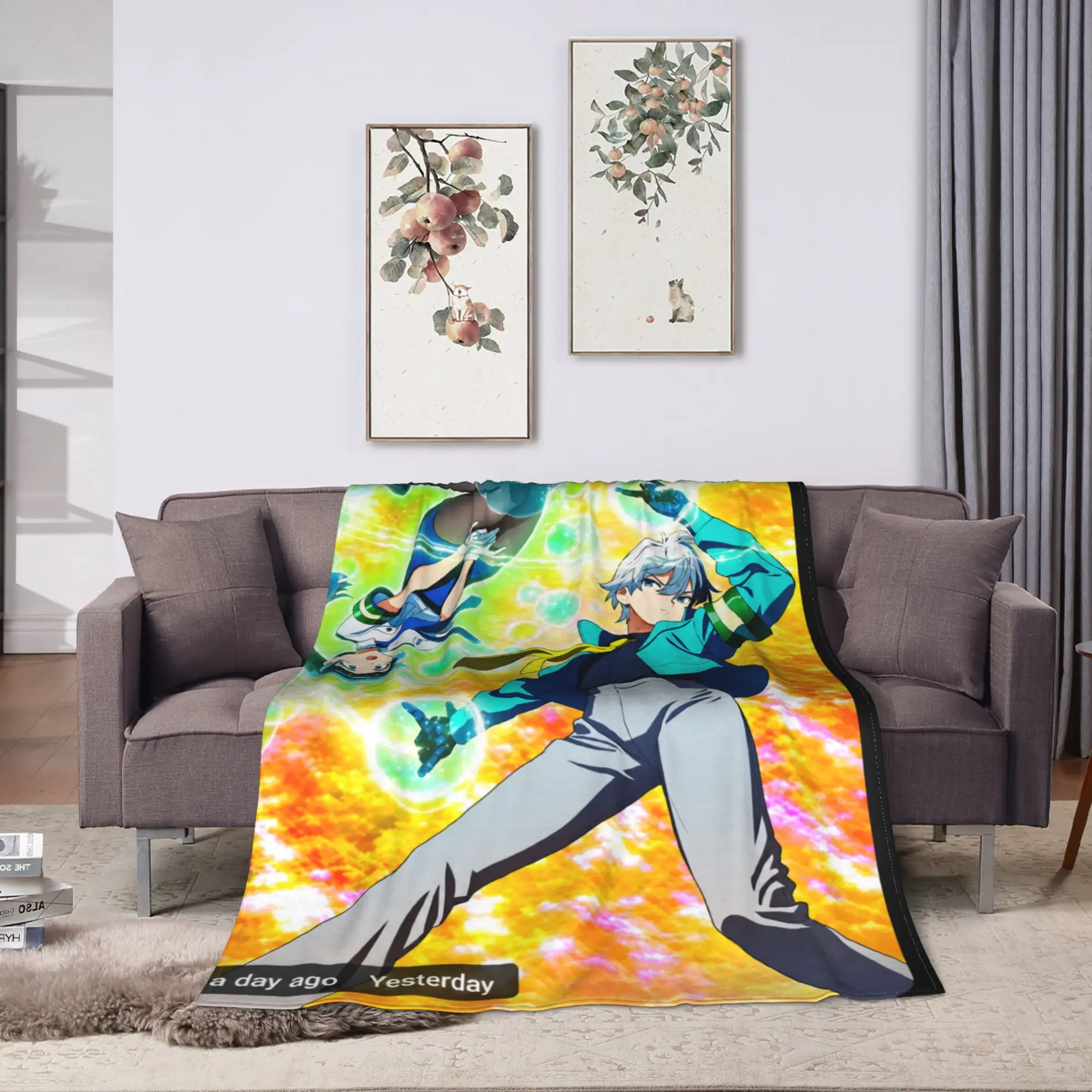 Choujun! Choujou-senpai Flannel Blanket  Super Soft Throw Blanket for Living Room Travel Office Graphic Bedspread Sofa Bed Cover