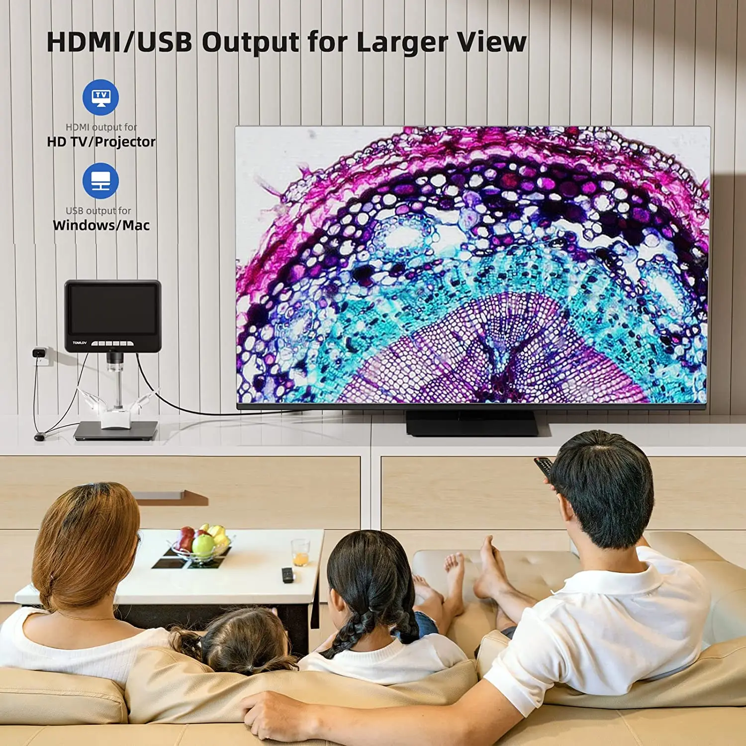 Tomlov DM402 PRO กล้องจุลทรรศน์ดิจิตอล2K 1200x10.1นิ้ว IPS HD กล้องจุลทรรศน์พร้อมหน้าจอ buttom