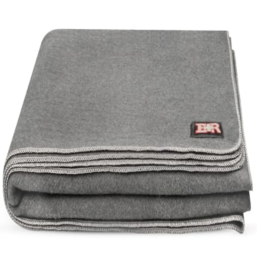 

Military Wool Blanket for Outdoors, Camping, Picnics, Travel, Car Bushcraft Emergency Use - 95 Wool, Washable, Grey, Queen Size