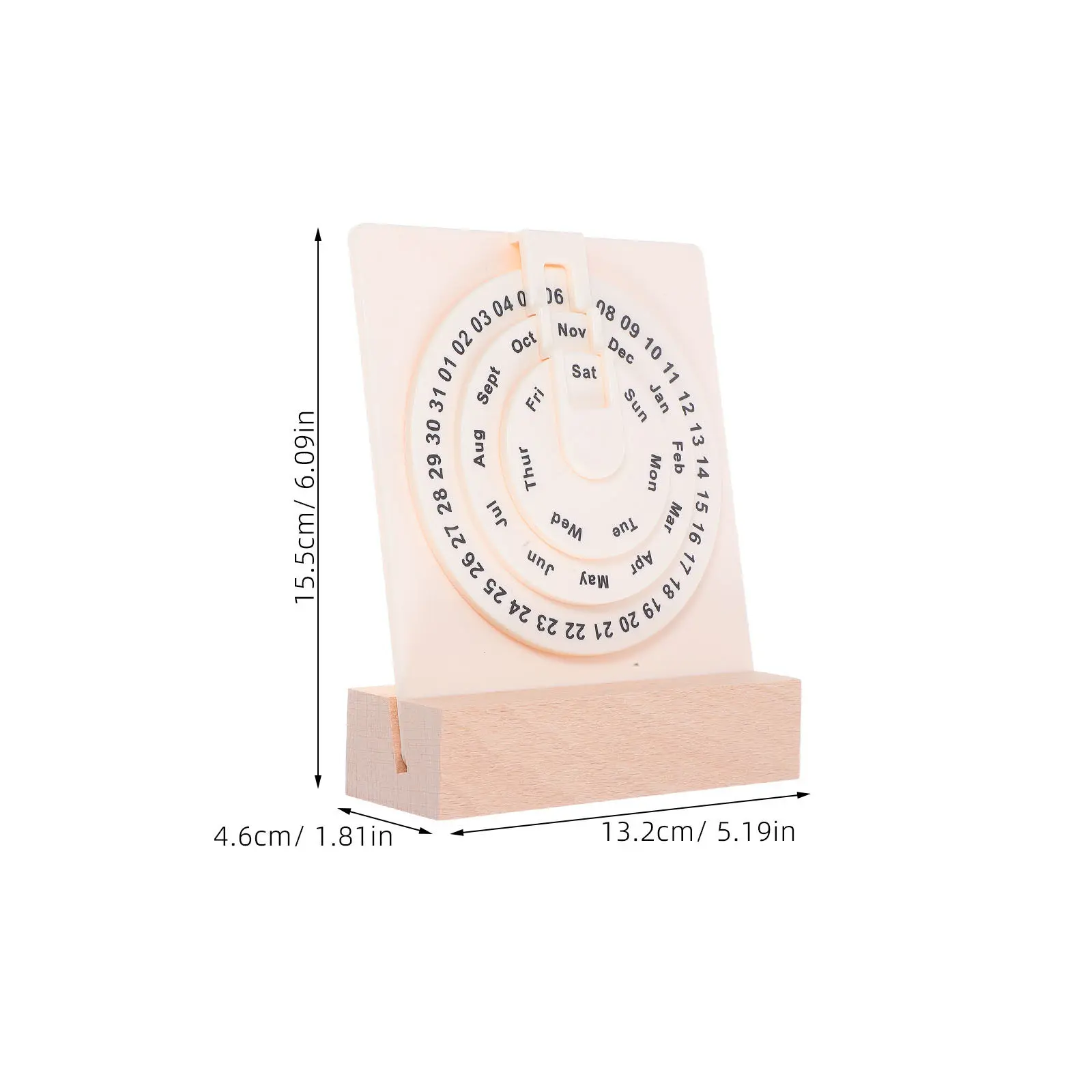 Creative Wooden Perpetual Calendar Rotary Disk Design Manual Date Time Day Display Minimalist Desktop Ornament for Home Office
