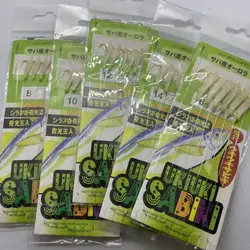 1Park/5pcs Lunker Sabiki Rigs Hooks Saltwater Fishing Lures Luminous Glow Flash Fishskin Sea Bait Mackerel Pesca Tackle
