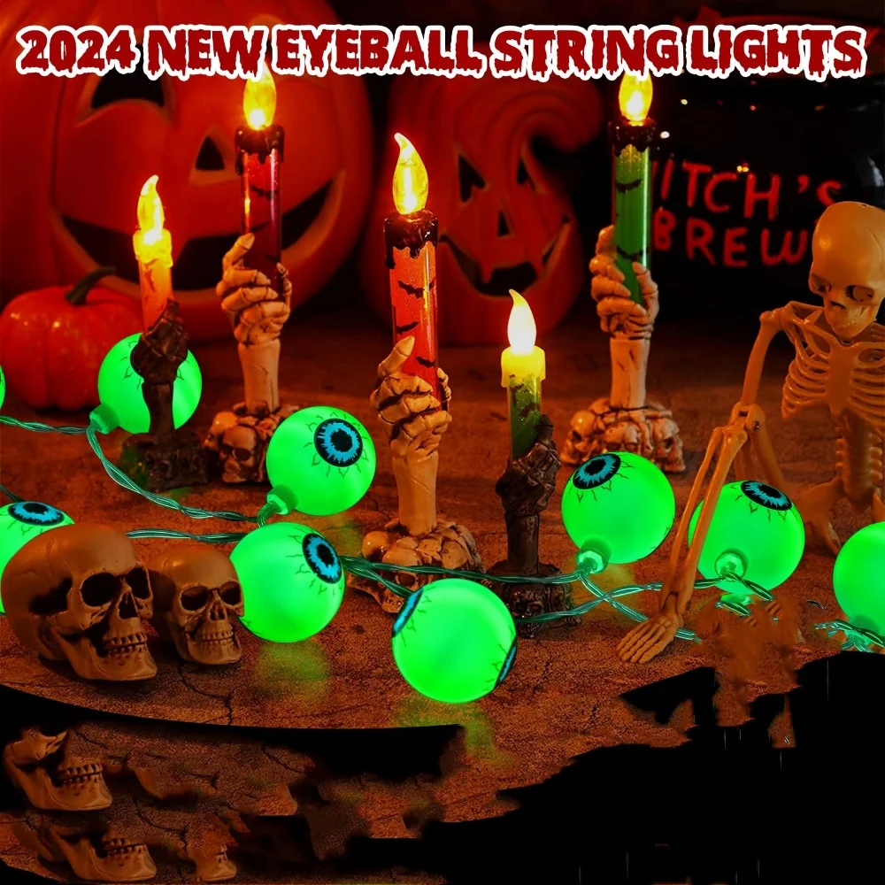 

2024 New Halloween Decorations Eyeball Halloween String Lights Horror Atmosphere Home Garden Yard Décor