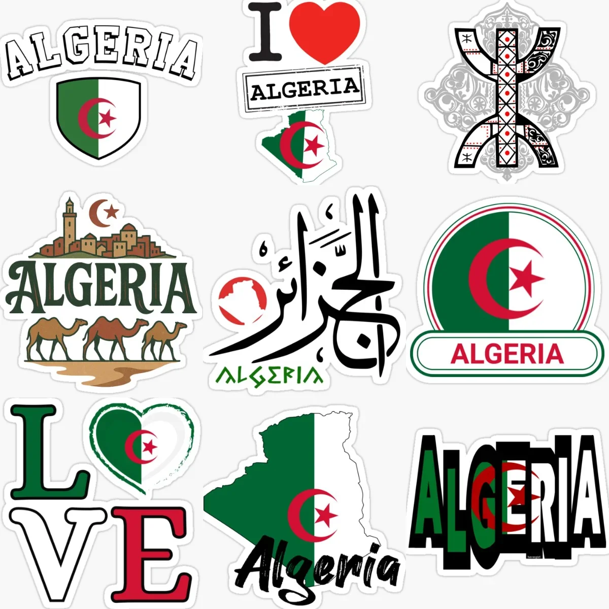 

Algeria Flag Map Emblem Creative PVC Stickers for Car Bicycle Motorcycle Helmet Window Fridge Wall Decoration Accessories