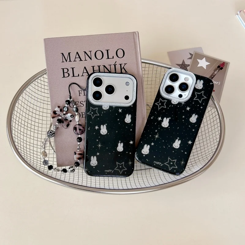 Luxury Cute cartoon Star Miffy Sparkling phone Case For iPhone 13 14 15 16 17 Pro Max Miffy Glitter shockproof Cover﻿﻿﻿﻿﻿﻿﻿﻿﻿