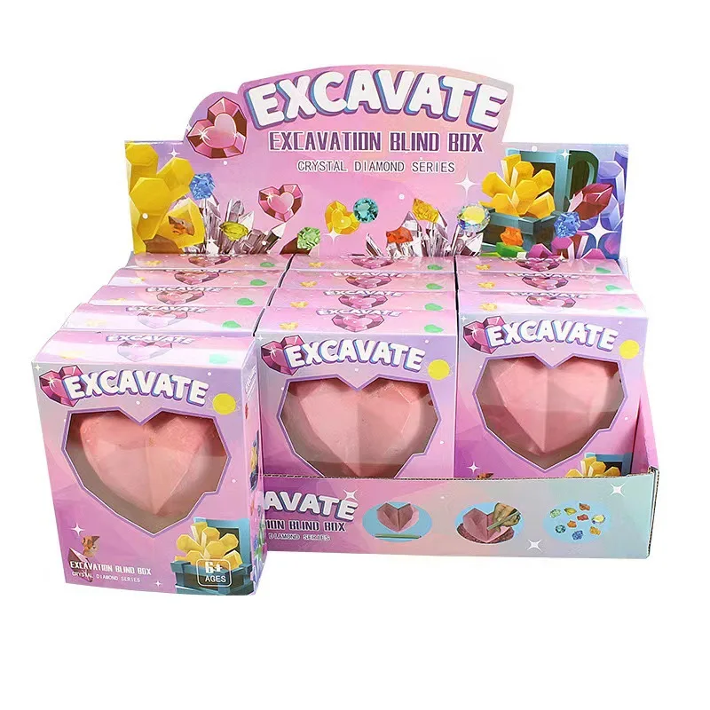 التنقيب الأثري للأحجار الكريمة لتقوم بها بنفسك الحفريات الكنز اليدوية للأطفال ألعاب تعليمية يدوية الصنع على شكل قلب