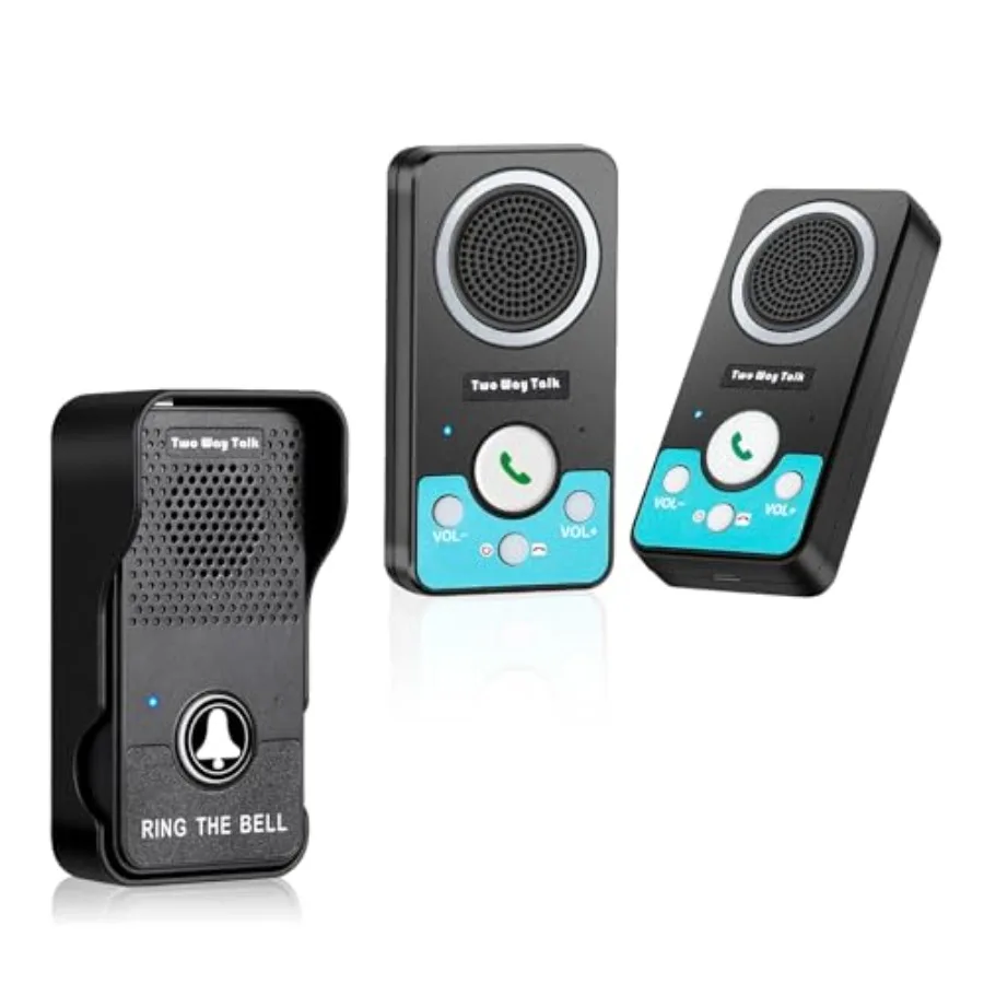 

Wireless Doorbell with Speaker for Home/Office/Classroom, ABS Plastic, White, 2-Way Audio Hands-Free Natural Conversation, 1300