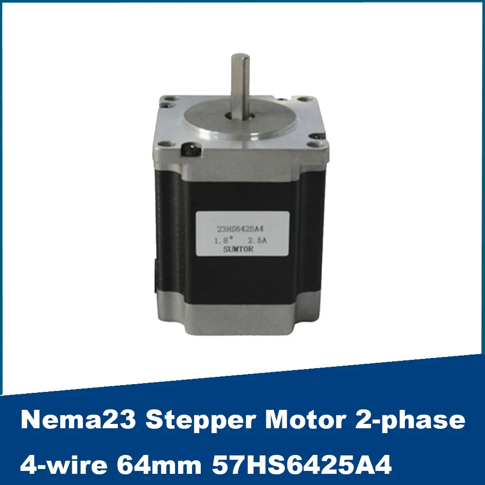 

Nema23 Stepper Motor 2-phase 4-wire 64mm Torque 1.5NM 1.8 Degree 2.5A Shaft Diameter 6.35mm/8mm Hybrid Motor