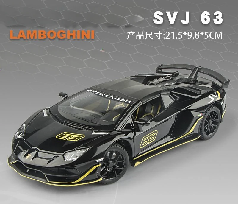 1:24 Lamborghini Aventador SVJ63 Legering Auto Diecasts & Toy Vehicles Auto Model Geluid en Licht Pull Back Auto Speelgoed voor Kinderen Geschenken