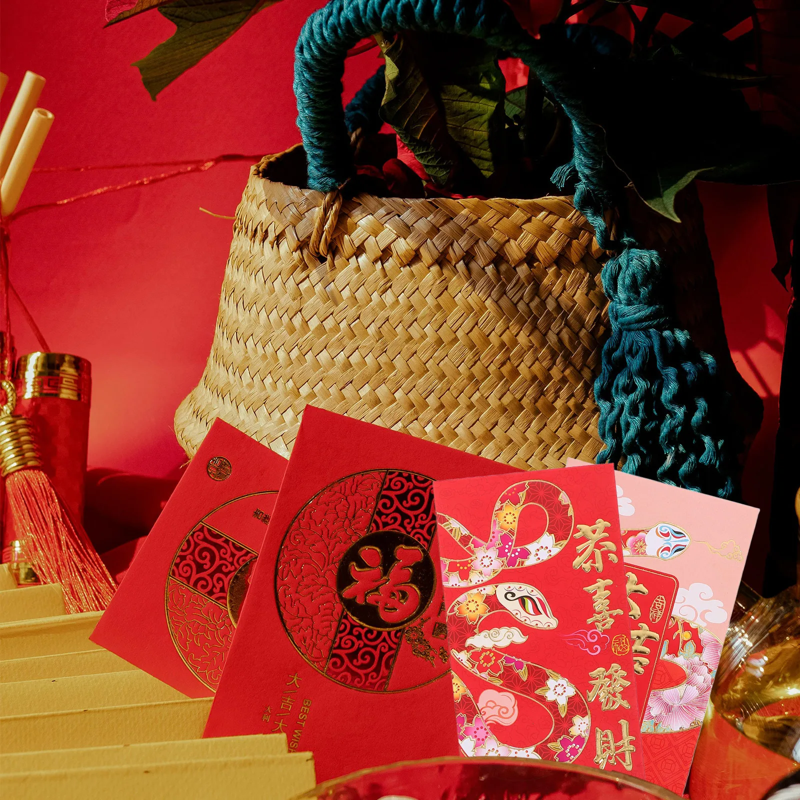 30Pcs Chinese New Year Red Envelopes Snake Zodiac Cartoon Design Festive Money Packets Gift Chinese New Year Red Envelopes
