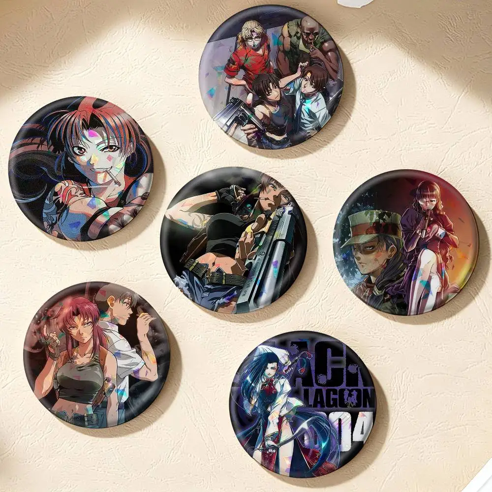 Revy Black Lagoon Anime  75mm 44mm 25mm Accessories Toys Badge Brooch Backpack Hat Pins